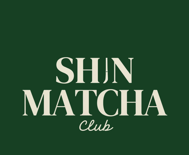 SHIN Matcha Club logo on a green background